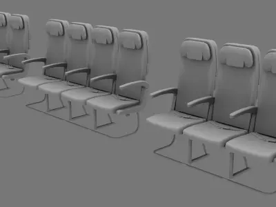 economy seats model Low-poly 3D model