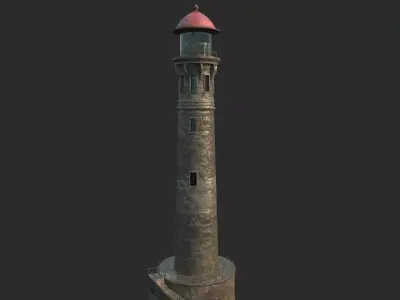 The old-fashioned lighthouse by the seaside 3D model