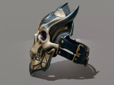 DVL3DStudio Skull Face Shield Low Poly Dark Tactical Game Ready Low-poly 3D model