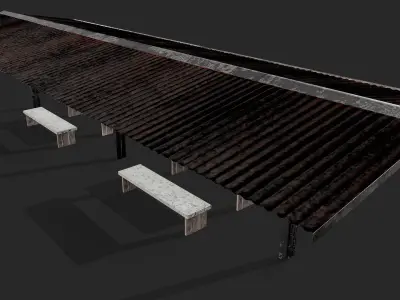 Railway station Platform Low-poly 3D model