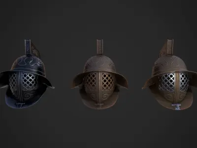 Murmillo gladiator helmet Low-poly 3D model