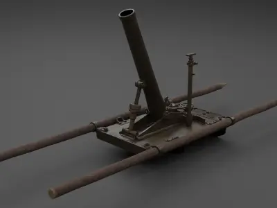 Type 11 70mm Infantry Mortar Low-poly 3D model