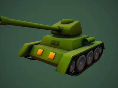 TANK CARTOON STYLIZED WAR TOY  Low-poly 3D model