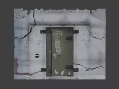 Destroyed Military Concrete Bunker Low-poly 3D model
