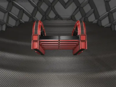 Sci-Fi Stairs - 10 - Red Version Low-poly 3D model
