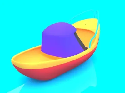 Cartoon Boat Set Low-poly 3D model