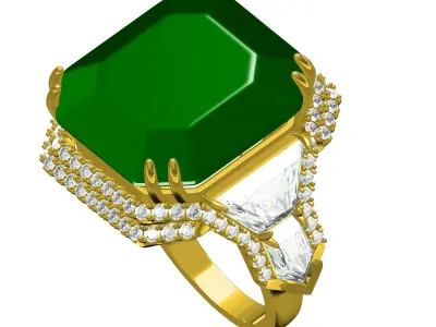 Antique Huge Stone V-Cut Setting Cocktail Ring 3D print model