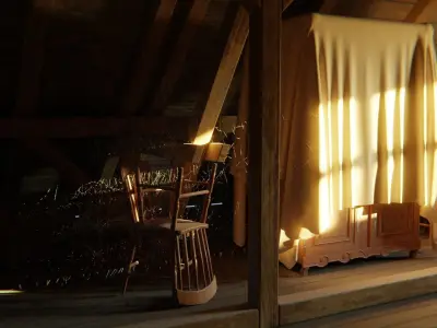 Attic 3d Scene Low-poly 3D model