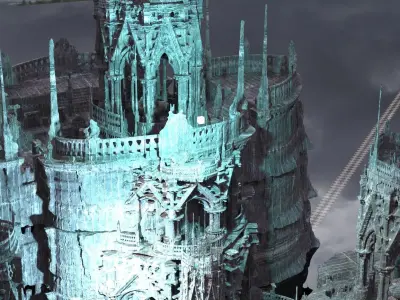 Poseidon ruins Temple exterior Kit bash 3D model
