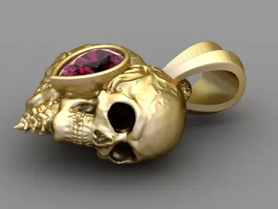 Antique Pink Pear Skull Pandent 3D print model
