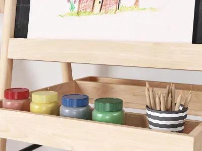 Crate and Barrel Wooden Art Easel Toy and Decor for Kids 3D model