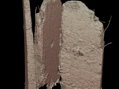 concrete fence damaged blocks debris photogrammetry Low-poly 3D model