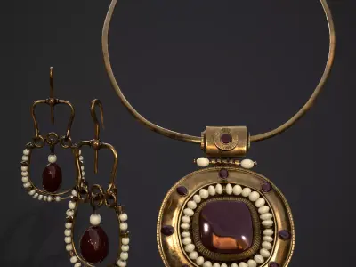 Medieval Byzantine Necklace and Earrings  3D Model Pack