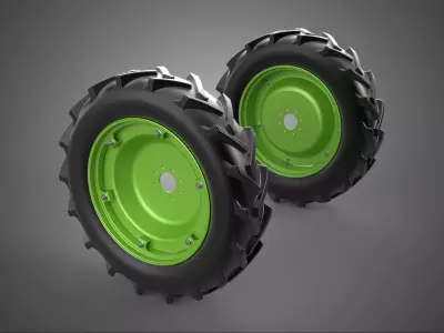 LARGE TRACTOR TIRE TREAD TYRE LUG WHEEL RUBBER RIM GRIP VEHICLE 3D model