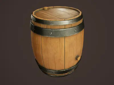 Stylized Western Wooden Barrel Low-poly 3D model