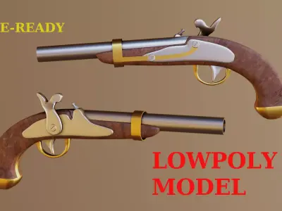 Old pistol Low-poly 3D model