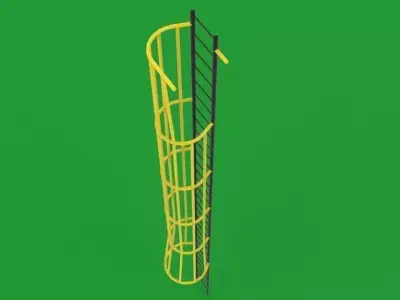 3D pipe caged side step ladder Free 3D model
