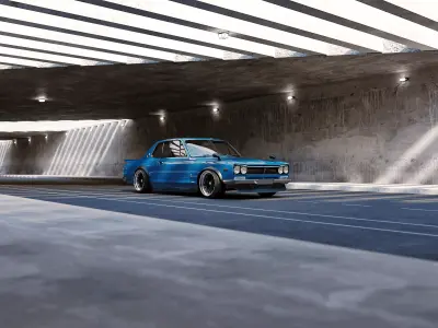 Automotive tunnel scene 3D model