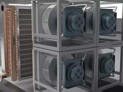 Industrial Air Handling Unit AHU with Detailed Interior 3D model