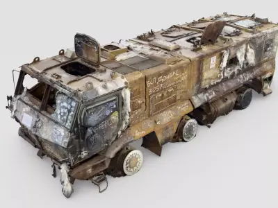destroyed russian KAMAZ-63968 Typhoon-K MRAP 3D model purchase