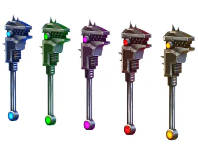 a set of cutting weapons Low-poly 3D model 4