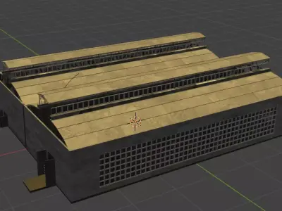 Industrial Hangar Blender 3D Low-poly 3D model