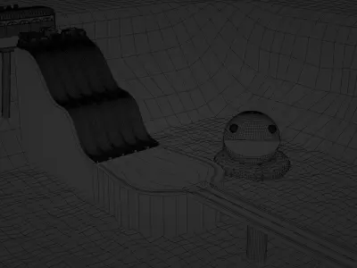 Vehicles Fall in The Pacman Color pool 3D model
