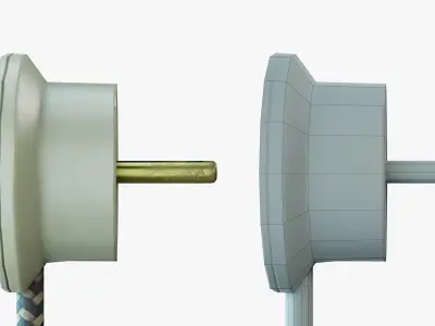 Round Electrical plug USSR Low-poly 3D model
