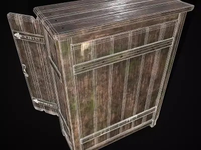 Rustic Viking Engraved Armoire Low-poly 3D model