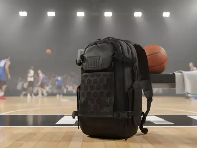 Modern Tactical Backpack with Hexgrid Panel Low-poly 3D model