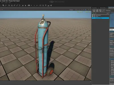 Industrial trolley with oxygen cylinder Low-poly 3D model