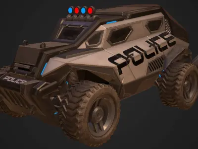 Sci-FI Armored Police Car PBR Low-poly 3D model