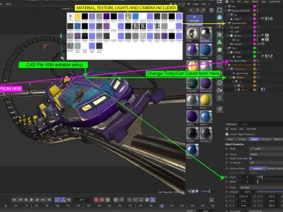 Animated Roller Coaster Train 3D model