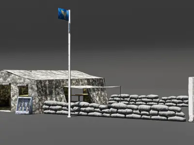 Army Tent Low-poly 3D model