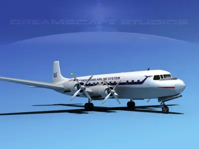 Douglas DC-7C Scandinavian 3D model