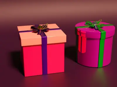 Xmass Gift boxes Free low-poly 3D model