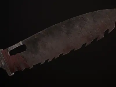 Saw-Cleaver knife Low-poly 3D model