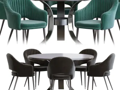 Deephouse  chair and Massimo Wood Top Dining Table 3D model
