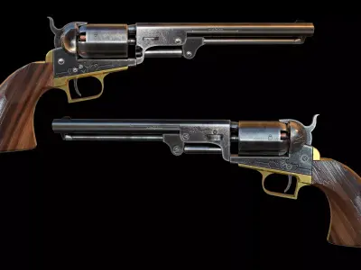 Colt Revolver Navy Low-poly 3D model