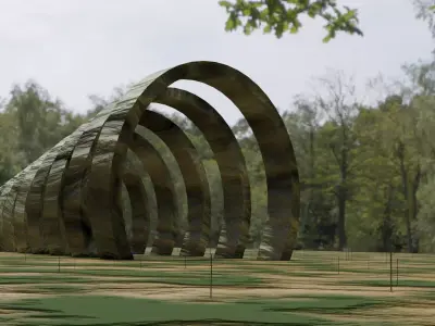 3D environment sculpture in middle of field 3D model