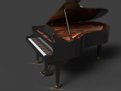  Chinese black grand piano  Low-poly 3D model