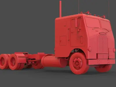 White Freightliner WF 3D print model