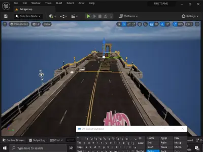 BRIDGE WHITH MILLITARY ASSETS Low-poly 3D model