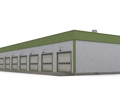 Garage industrial building Low-poly 3D model