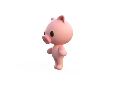Little animal cute - Pig cute - Character011 Low-poly 3D model
