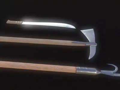 Pirate Melee Weapons Set Game Ready 3D Low-poly 3D model