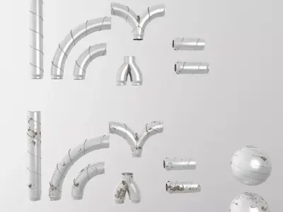 Aluminium pipes collection 3D model