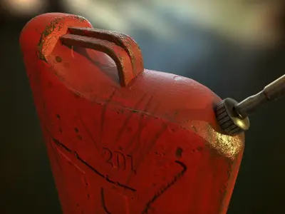 3D Metal Gas Can 20L Model - PBR - 3D Can - Yakit Bidon Modeli 3D model