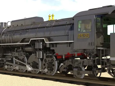 D52 steam locomotive ww2 3D model