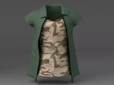 Clothing Set 4 camouflage dress on mannequin Low-poly 3D model